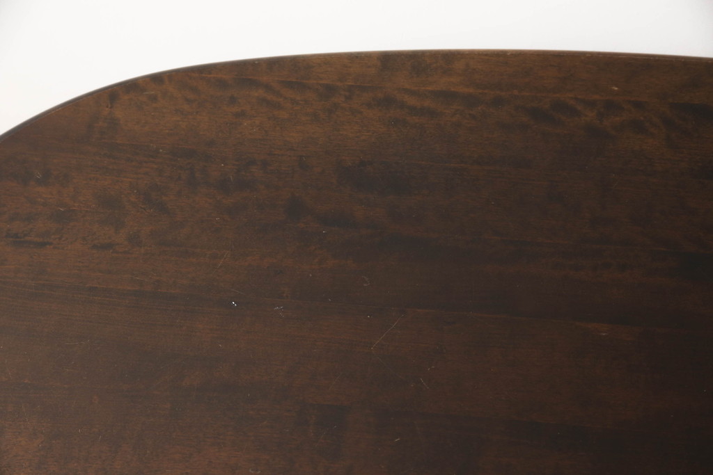 中古　北海道民芸家具　希少な絶版品!　#475　深みのある色合いが美しいダイニングテーブル(食卓、オーバルテーブル、楕円、4人掛け、6人掛け)(R-070321)