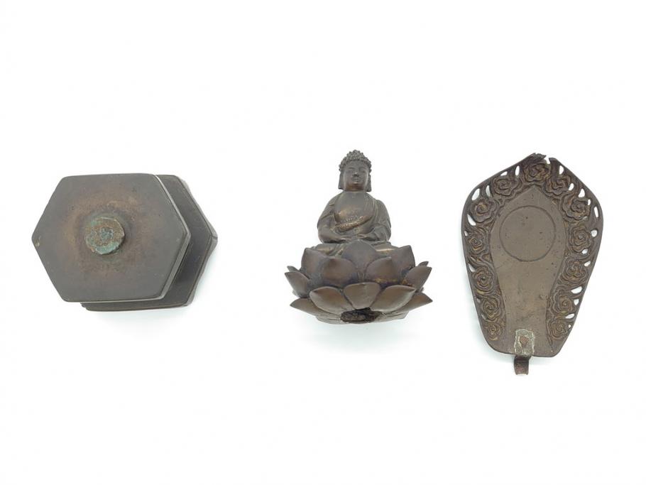 江戸〜明治期　時代物　古銅　坐像(釈迦如来?、阿弥陀如来?、仏教美術)(R-062346)