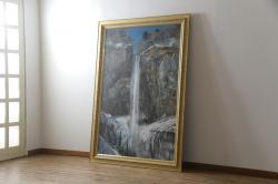 真作　黒澤信男　「華厳の滝」　F120(120号)　サイン入り　絵画(油絵、油彩、風景画、額装、共箱付き)(R-077251)
