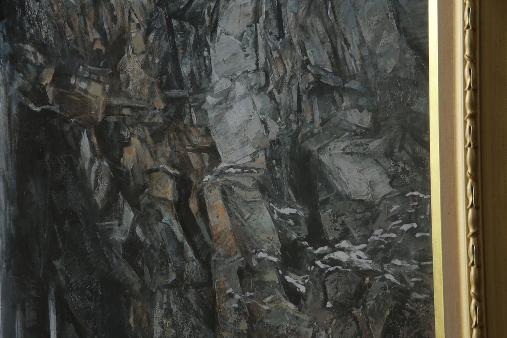 真作　黒澤信男　「華厳の滝」　F120(120号)　サイン入り　絵画(油絵、油彩、風景画、額装、共箱付き)(R-077251)