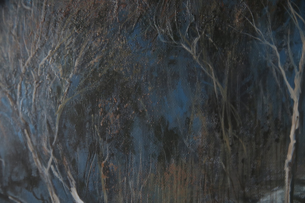 真作　黒澤信男　「華厳の滝」　F120(120号)　サイン入り　絵画(油絵、油彩、風景画、額装、共箱付き)(R-077251)