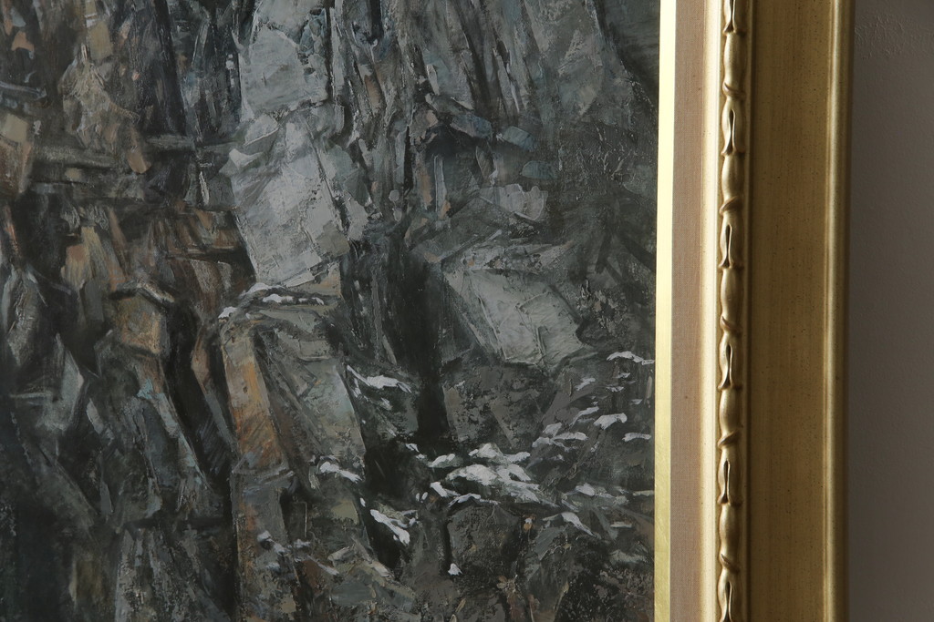 真作　黒澤信男　「華厳の滝」　F120(120号)　サイン入り　絵画(油絵、油彩、風景画、額装、共箱付き)(R-077251)