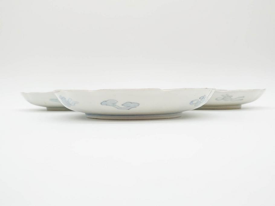 幕末期　伊万里　色絵　染付　約22cm　7寸　煌びやかな金彩が魅力的な中皿3枚セット(獅子、松竹、和食器、七寸)(R-070490)