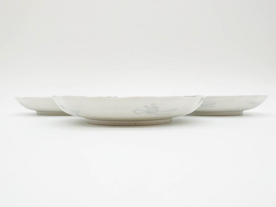 幕末期　伊万里　色絵　染付　約22cm　7寸　煌びやかな金彩が魅力的な中皿3枚セット(獅子、松竹、和食器、七寸)(R-070491)