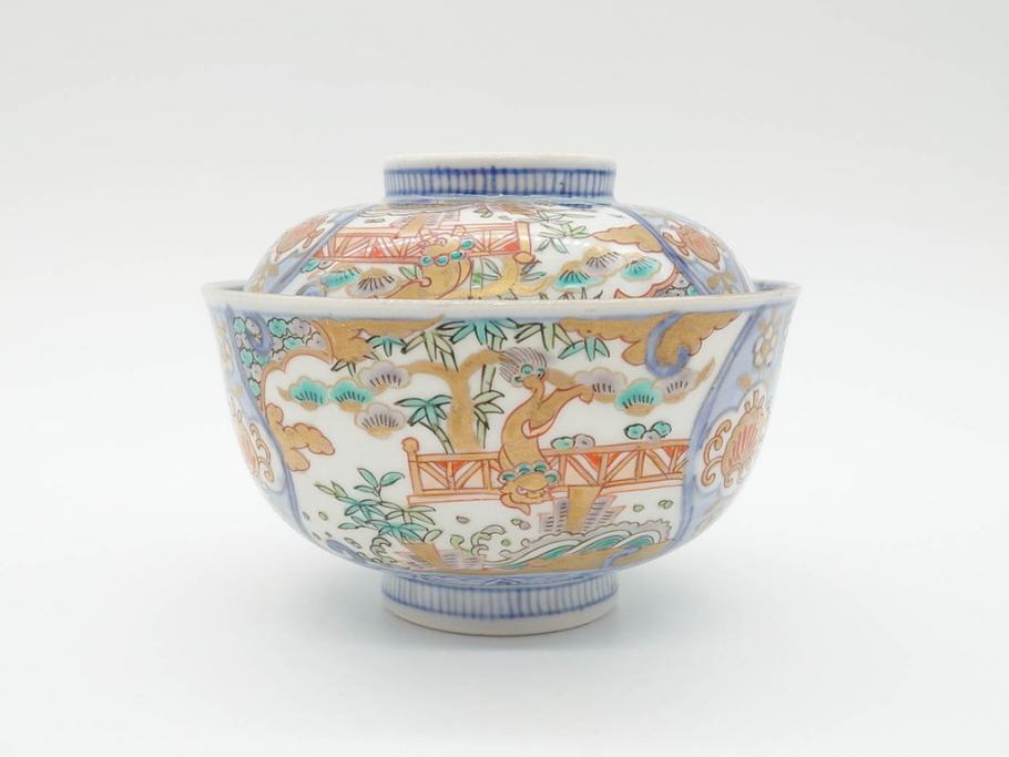 江戸期 古伊万里 金彩 色絵 約12cm 3.8寸 一つ一つ丁寧に絵付け