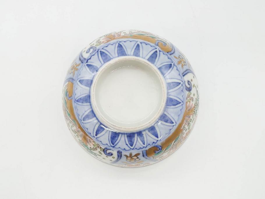 江戸期 古伊万里 金彩 色絵 約12cm 3.8寸 一つ一つ丁寧に絵付け