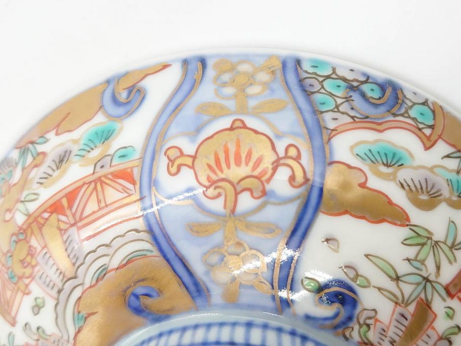 江戸期 古伊万里 金彩 色絵 約12cm 3.8寸 一つ一つ丁寧に絵付け