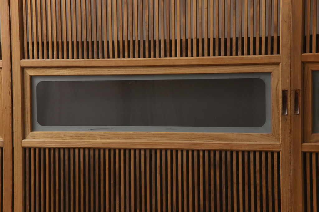 アンティーク建具　落ち着いた和の雰囲気を演出する格子戸4枚セット(引き戸、ガラス帯戸)(R-063382)