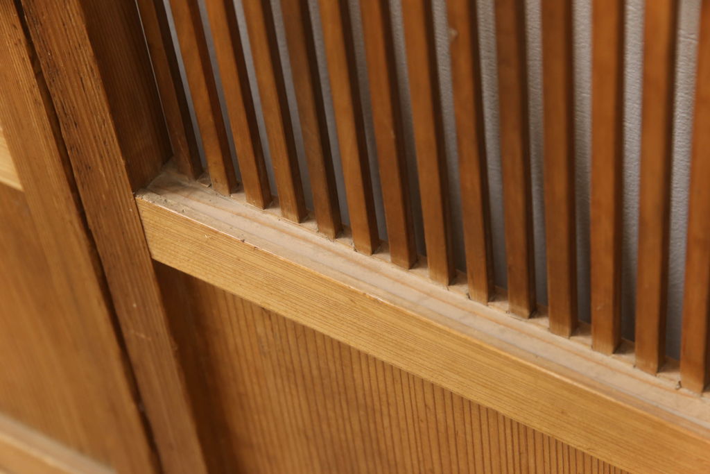 アンティーク建具　落ち着いた和の雰囲気を演出する格子戸4枚セット(引き戸、ガラス帯戸)(R-063382)
