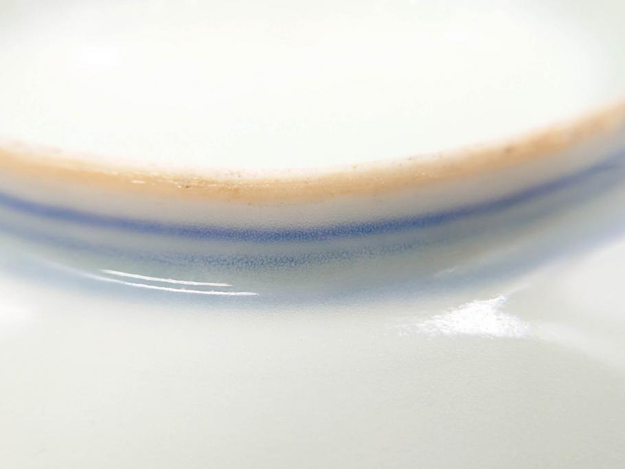 江戸期　古伊万里　染付　約16cm　5.1寸　縁起のいい絵柄が魅力的な中皿5枚セット(寿字、和食器、和皿、五寸一分)(R-070639)