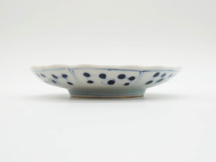 江戸期 古伊万里 染付 約16cm 5.1寸 縁起のいい絵柄が魅力的な中