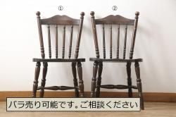 ペイント家具　イギリスビンテージ　ERCOL(アーコール)　希少!淡いカラーが優しげな雰囲気のラダーバックアームチェア(ダイニングチェア、椅子)(R-038880)