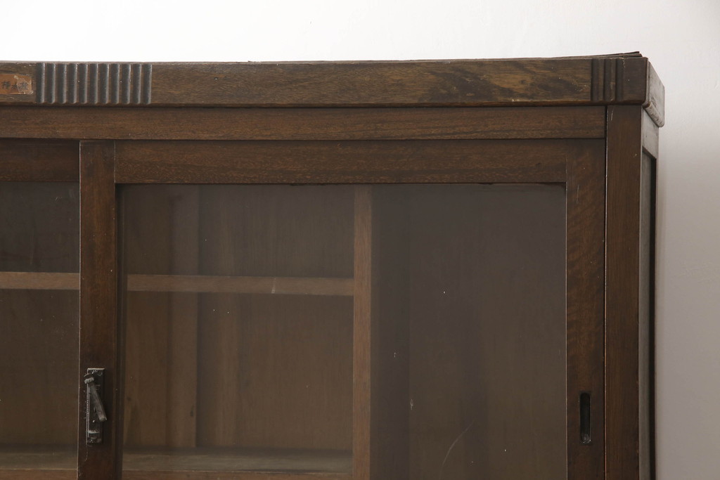 和製アンティーク　大正ロマン　レトロな佇まいが魅力的なサイドボード(収納棚、サイドキャビネット、戸棚、食器棚、飾り棚、ガラスケース、店舗什器、本箱、ブックケース)(R-070176)