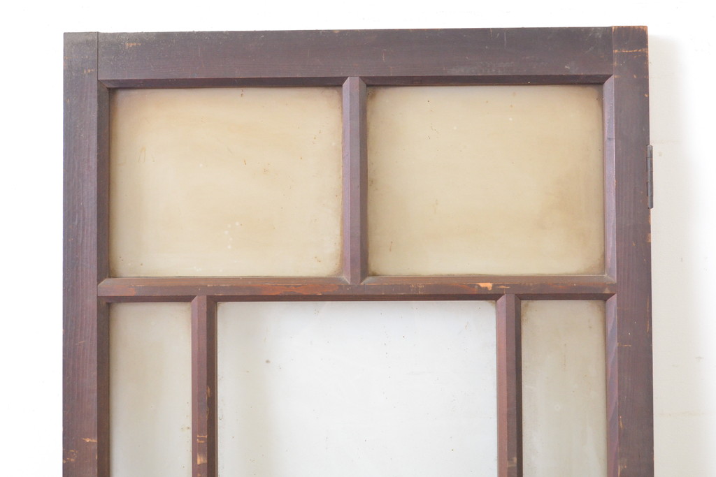アンティーク建具　大正ロマンの雰囲気香るガラス扉1枚(木製、ドア)(R-063679)