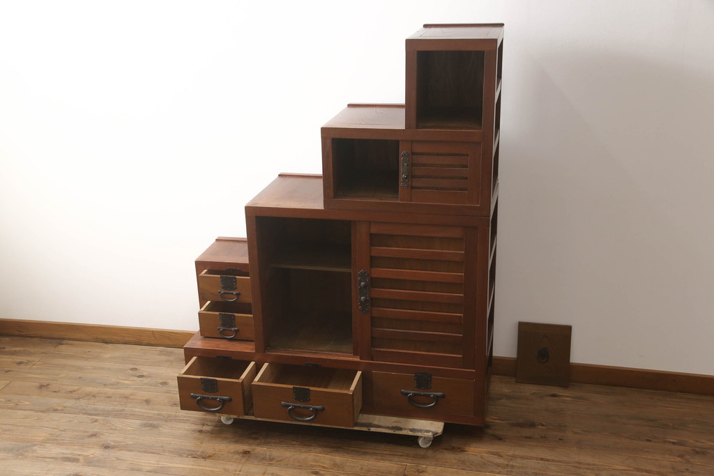 和製ビンテージ 高級工芸家具 総欅(ケヤキ)材 古金具リメイク 職人 和製ビンテージ 高級工芸家具 総欅(ケヤキ)材 古金具リメイク 職人