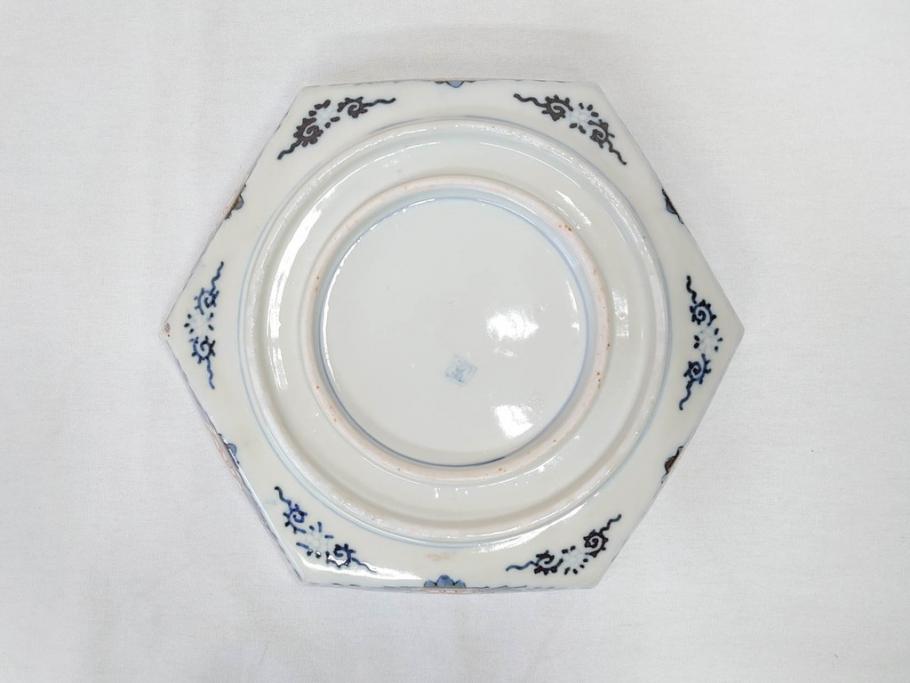 上手物 明治期 伊万里 角冨(角富) 金彩 染付 約25cm 8.2寸 色絵