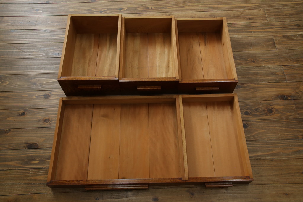 中古　超美品　Oak Village(オークヴィレッジ、オークビレッジ)　杢目の美しさが際立つ片袖机(片袖デスク、ワークデスク、在宅用、在宅ワーク用) (R-082648)