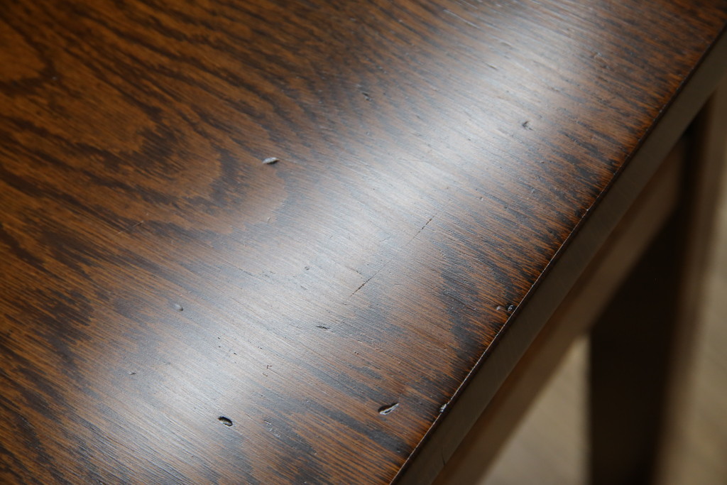 中古　超美品　Oak Village(オークヴィレッジ、オークビレッジ)　杢目の美しさが際立つ片袖机(片袖デスク、ワークデスク、在宅用、在宅ワーク用) (R-082648)