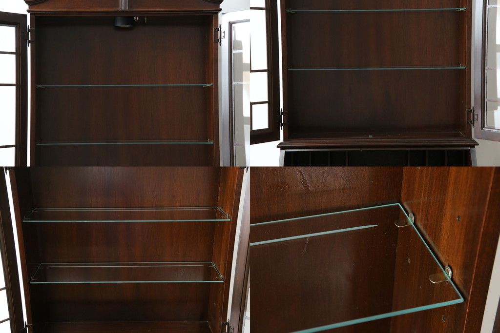 アメリカビンテージ　老舗工房　Jasper Cabinet(ジャスパーキャビネット)社　クラッシックデザインの小振りなビューローブックケース(ライディングビューロー、ライティングデスク、机、ワークデスク、本箱、本棚、飾り棚、収納棚、戸棚、引き出し、在宅用、在宅ワーク用、簿記机、ヴィンテージ)(R-083374)