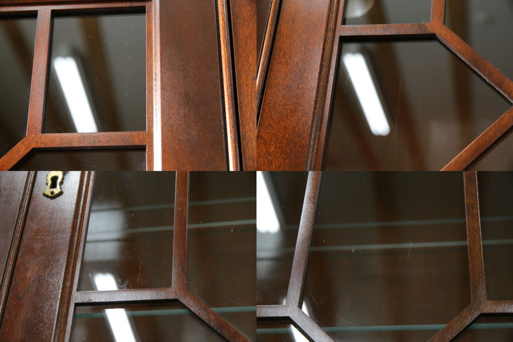 アメリカビンテージ　老舗工房　Jasper Cabinet(ジャスパーキャビネット)社　クラッシックデザインの小振りなビューローブックケース(ライディングビューロー、ライティングデスク、机、ワークデスク、本箱、本棚、飾り棚、収納棚、戸棚、引き出し、在宅用、在宅ワーク用、簿記机、ヴィンテージ)(R-083374)