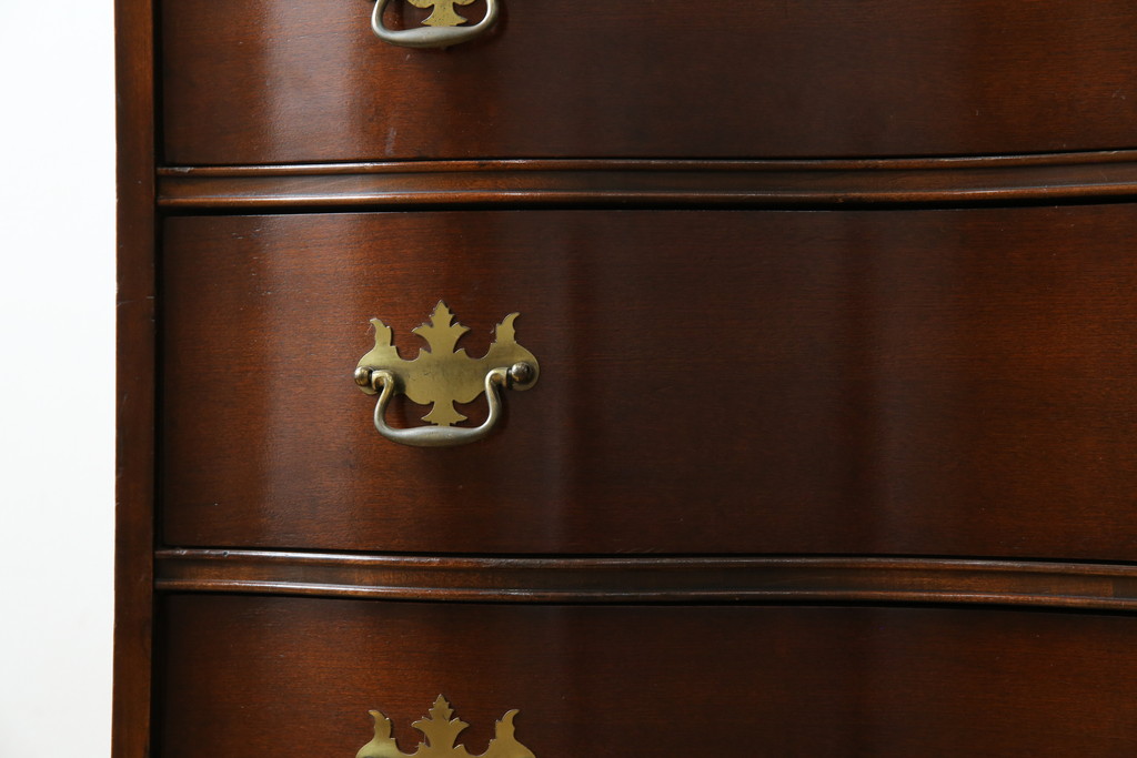 アメリカビンテージ　老舗工房　Jasper Cabinet(ジャスパーキャビネット)社　クラッシックデザインの小振りなビューローブックケース(ライディングビューロー、ライティングデスク、机、ワークデスク、本箱、本棚、飾り棚、収納棚、戸棚、引き出し、在宅用、在宅ワーク用、簿記机、ヴィンテージ)(R-083374)