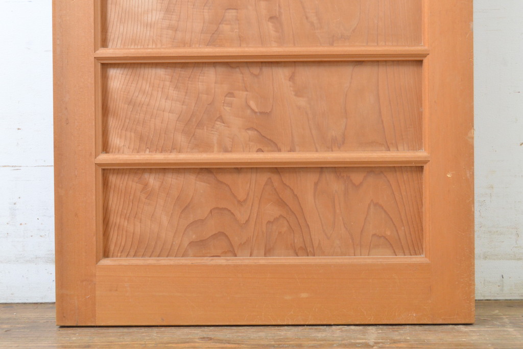 和製ビンテージ　高級品!!　ヒノキ(檜)枠　鏡板杉(スギ)材　一枚板　数寄屋造り家屋の扉1枚(ヴィンテージ、建具、玄関ドア、木製ドア)(R-063677)