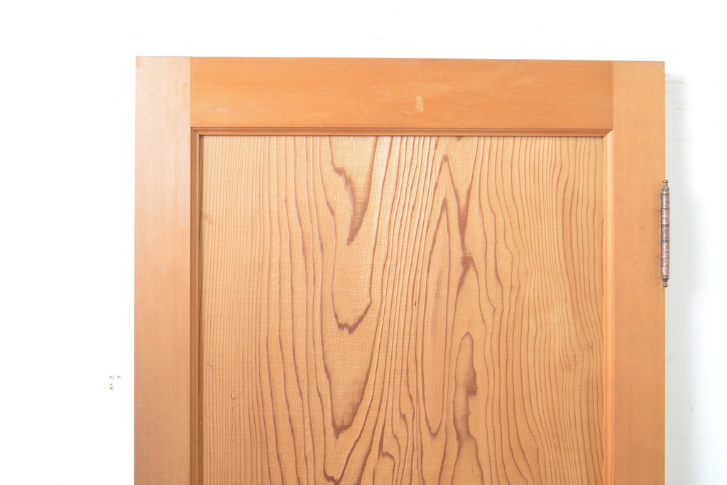 和製ビンテージ　高級品!!　ヒノキ(檜)枠　鏡板杉(スギ)材　一枚板　数寄屋造り家屋の扉1枚(ヴィンテージ、建具、玄関ドア、木製ドア)(R-063678)