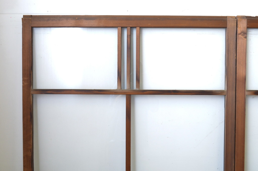 和製アンティーク　昭和の雰囲気漂うレトロなデザインが魅力のガラス戸4枚セット(建具、引き戸)(R-063695)