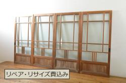 アンティーク建具　ノスタルジックな雰囲気が魅力の大正ロマン高級ガラス戸4枚セット(引き戸、建具)(R-063673)