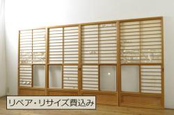 アンティーク建具　どこか懐かしい雰囲気を感じるガラス入り扉1枚(木製扉、ドア)(R-071244)