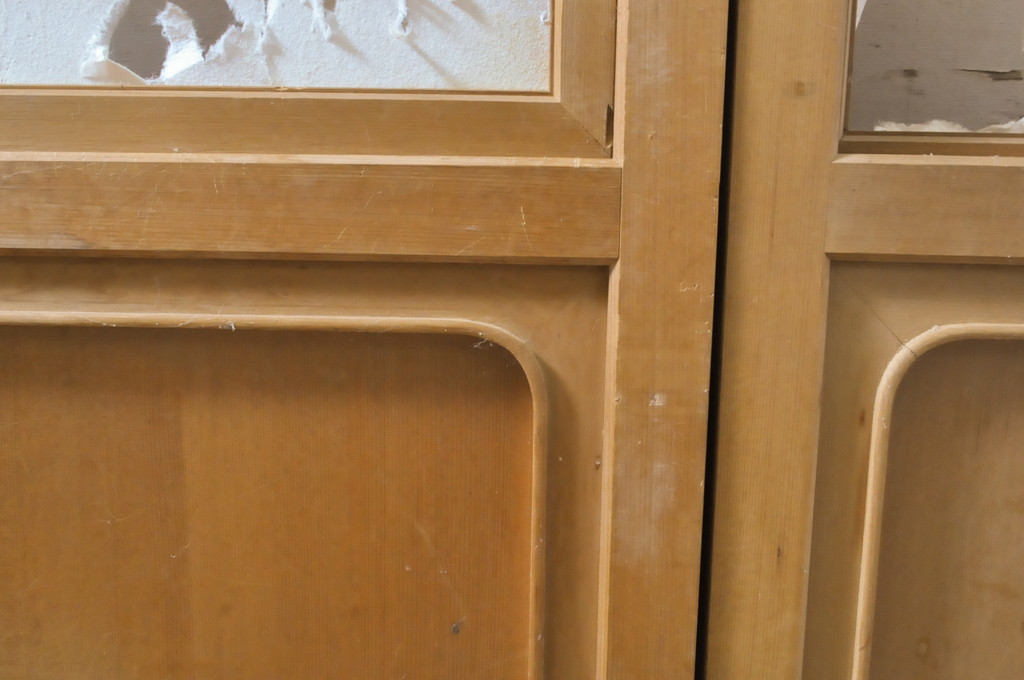 中古　上手物　和の空間づくりにおすすめ!　数寄屋で使われていた猫間障子戸4枚セット(雪見障子戸、建具、引き戸、ガラス戸)(R-063787)