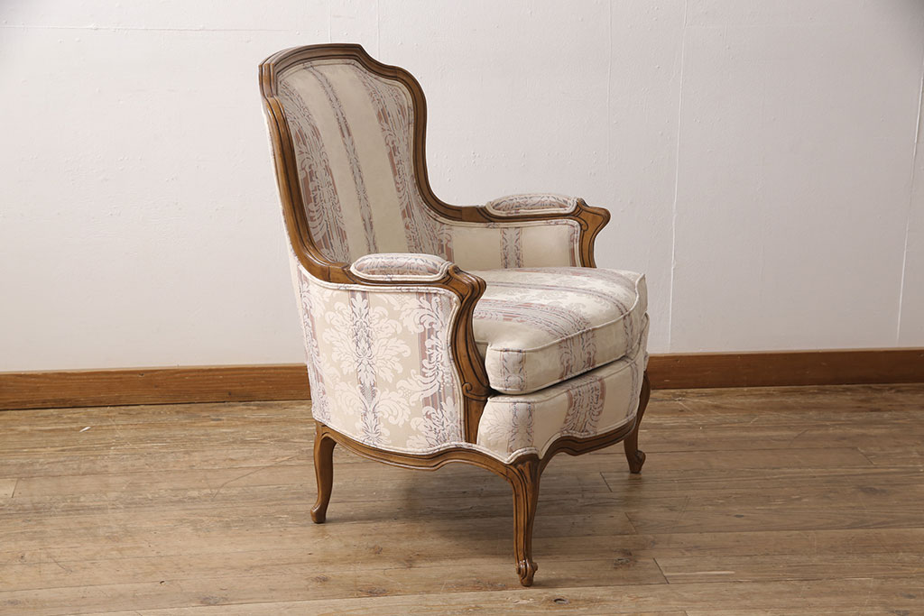 中古　美品　DREXEL HERITAGE(ドレクセルヘリテイジ)　 Upholstery(アップホルスタリー)　気品ある佇まいが高級感溢れるラウンジチェア(一人掛けソファ、1P、アームソファ)(定価約59万円)(R-053394)