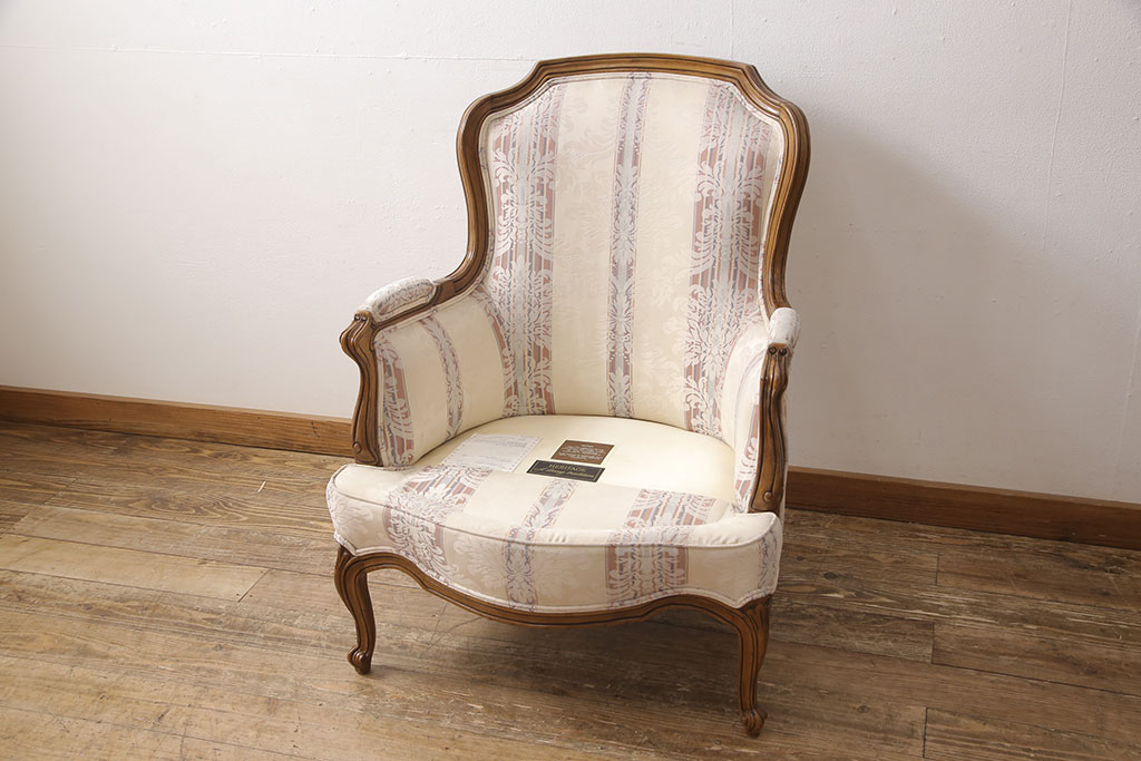 中古　美品　DREXEL HERITAGE(ドレクセルヘリテイジ)　 Upholstery(アップホルスタリー)　気品ある佇まいが高級感溢れるラウンジチェア(一人掛けソファ、1P、アームソファ)(定価約59万円)(R-053394)