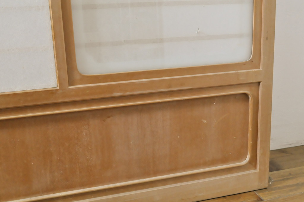 中古　上手物　和の空間づくりにおすすめ!　数寄屋で使われていた猫間障子戸2枚セット(雪見障子戸、建具、引き戸、ガラス戸)(R-063789)