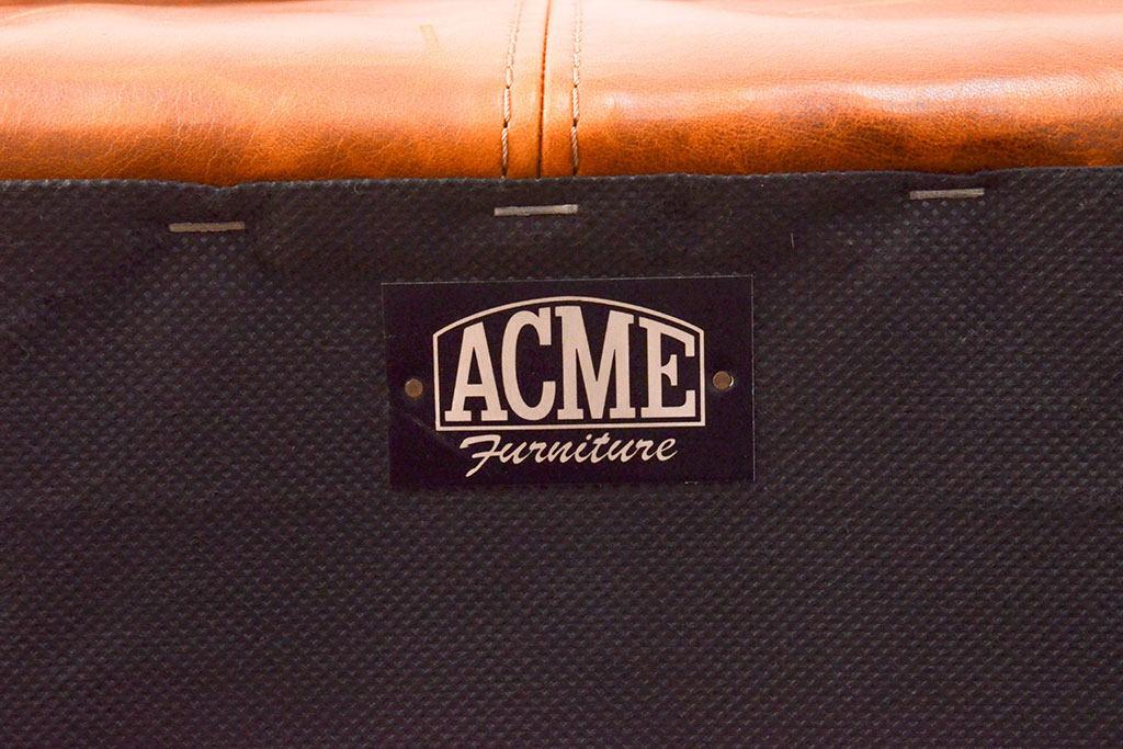 中古　ACME Furniture(アクメファニチャー)　FRESNO(フレスノ)　使い込まれた本革がヴィンテージスタイルによく馴染む3人掛けソファ(定価約30万円)(三人掛けソファ、3P)(R-052586)