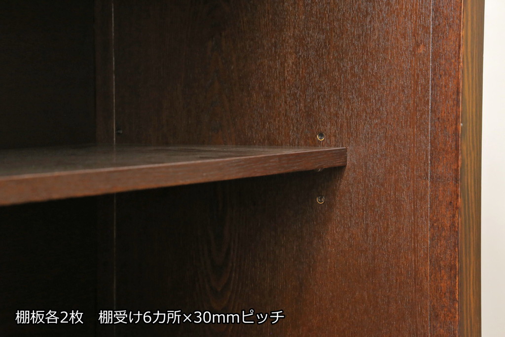 中古　美品　国産民芸家具　タモ材　上質な和の空間づくりにおすすめの水屋箪笥サイドボード(サイドキャビネット、収納棚、戸棚、食器棚、茶箪笥)(R-077016)