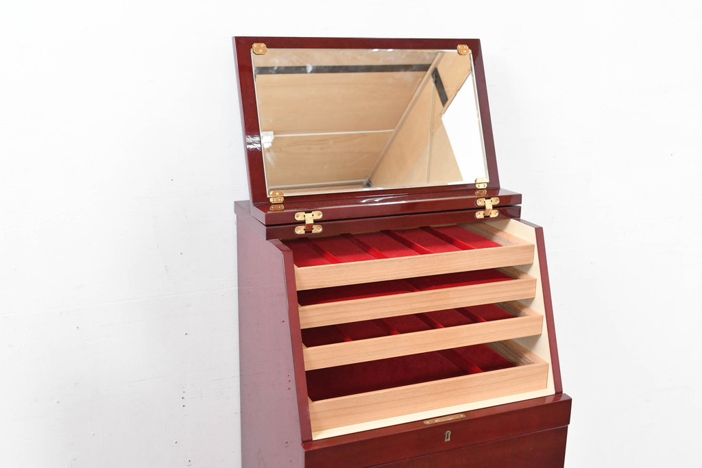 中古　展示品　超美品　キットファニチュア(KIT FURNITURE)　北谷家具　インテリア性と収納力を兼ね備えた優雅な佇まいのアクセサリーキャビネット(ジュエリーケース、ジュエリーボックス、サイドチェスト、引き出し)(定価約105万円)(R-084311)