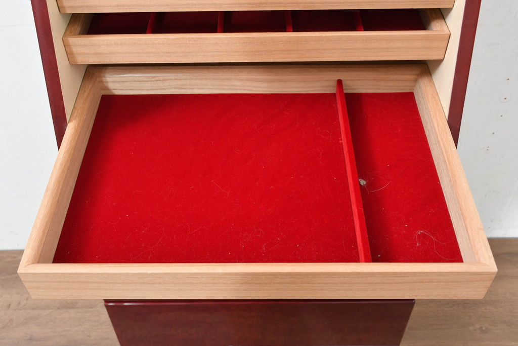 中古　展示品　超美品　キットファニチュア(KIT FURNITURE)　北谷家具　インテリア性と収納力を兼ね備えた優雅な佇まいのアクセサリーキャビネット(ジュエリーケース、ジュエリーボックス、サイドチェスト、引き出し)(定価約105万円)(R-084311)