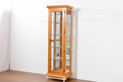 中古　民芸家具　国産　職人手作り　総欅(ケヤキ)材　卓上台形ガラスケース(Gケース、ショーケース、ディスプレイケース、コレクションケース、飾り棚、陳列棚、店舗什器)(R-080751)