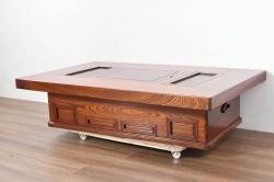 中古　美品　輪島塗り　井桁に木瓜の紋が目を引く長火鉢(囲炉裏、関西火鉢)(R-054441)