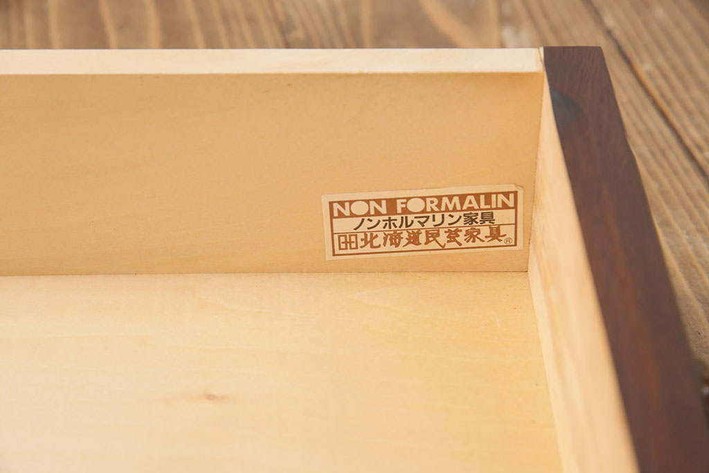 中古　北海道民芸家具　希少な絶版品!両袖タイプで収納力も抜群のライティングビューロー(デスク、在宅ワーク、在宅用両袖机)(R-049240)