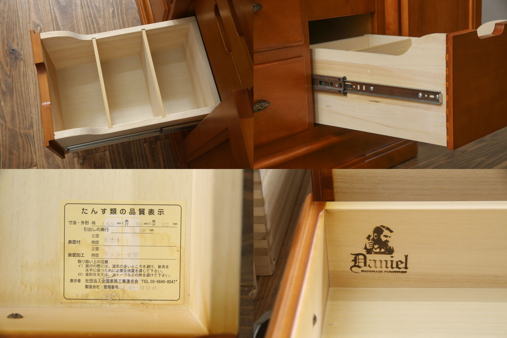 中古　美品!!　横浜クラシック家具　ダニエル(Daniel)　上品な佇まいの三面ガラスキャビネット(キュリオケース、カップボード、陳列棚、飾り棚、戸棚、店舗什器)(定価約185万円)(R-075147)