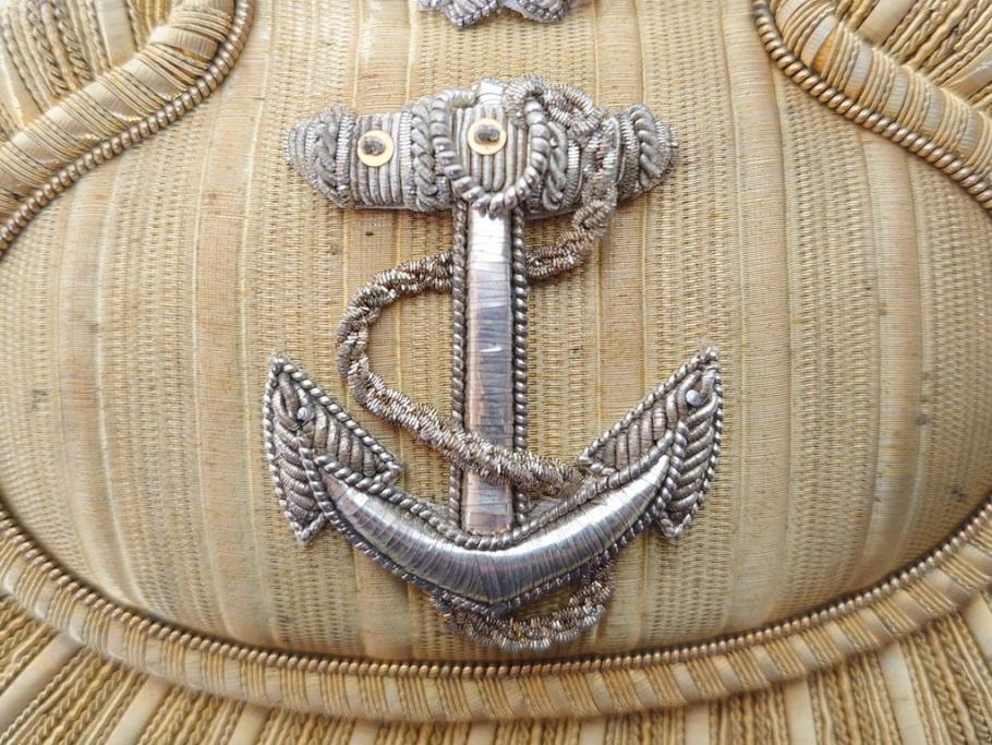 旧日本軍　海軍　尉官　トランク付き(鍵あり)　正帽&正肩章セット(大尉、中尉、少尉、相当官、大礼帽子、軍物、軍服小物、ミリタリー、正装、礼装)(R-070728)
