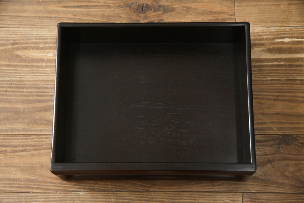 中古　美品　伝統工芸品　大阪唐木指物　中澤唐木　好斎作　紫檀(シタン)材　漆塗り　品のある佇まいが魅力の飾り棚(茶棚、違い棚、戸棚、収納棚)(R-075041)