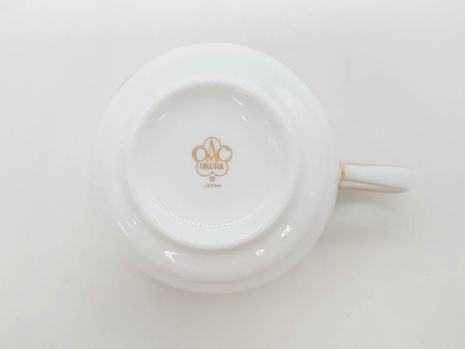 大倉陶園(OKURA、OAC)　ブルーローズ 手描き　バラ　上品なローズの絵付けが魅力的なモーニングセット(皿、プレート、ボウル、カップ&ソーサー、C&S、洋食器、外箱付き、岡染め)(R-077418)