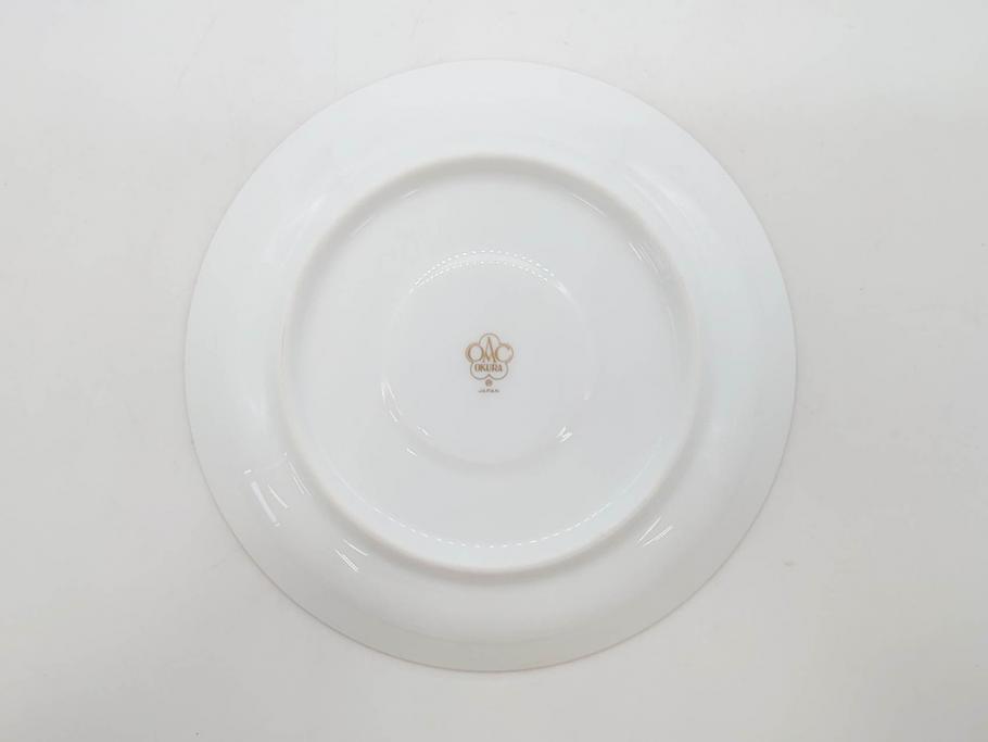 大倉陶園(OKURA、OAC)　ブルーローズ 手描き　バラ　上品なローズの絵付けが魅力的なモーニングセット(皿、プレート、ボウル、カップ&ソーサー、C&S、洋食器、外箱付き、岡染め)(R-077418)