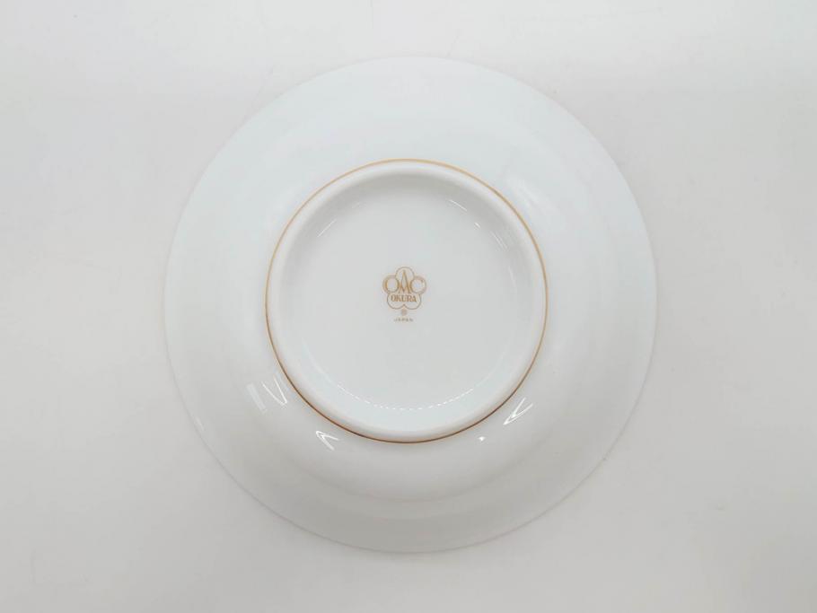 大倉陶園(OKURA、OAC)　ブルーローズ 手描き　バラ　上品なローズの絵付けが魅力的なモーニングセット(皿、プレート、ボウル、カップ&ソーサー、C&S、洋食器、外箱付き、岡染め)(R-077418)