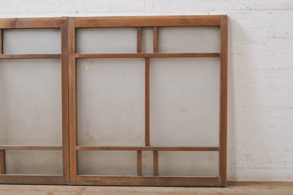 アンティーク建具　大正ロマンの雰囲気を高めるガラス窓2枚セット(引き戸、ガラス戸)(R-068313)
