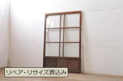 アンティーク建具　木の味わいを活かした空間づくりにおすすめなガラス戸2枚セット(窓、引き戸、建具)(R-048144)