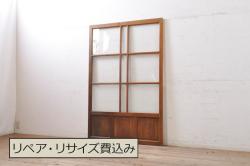 アンティーク建具　井波彫刻　土田秀雄作　迫力ある松竹梅が美しい両面彫刻欄間2枚セット(明り取り、明かり取り、在銘)(R-068415)